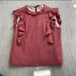 Ruffled Pink Sleeveless Blouse